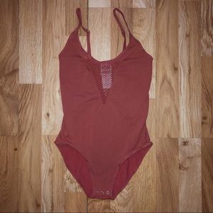 PINK mesh bodysuit rust color